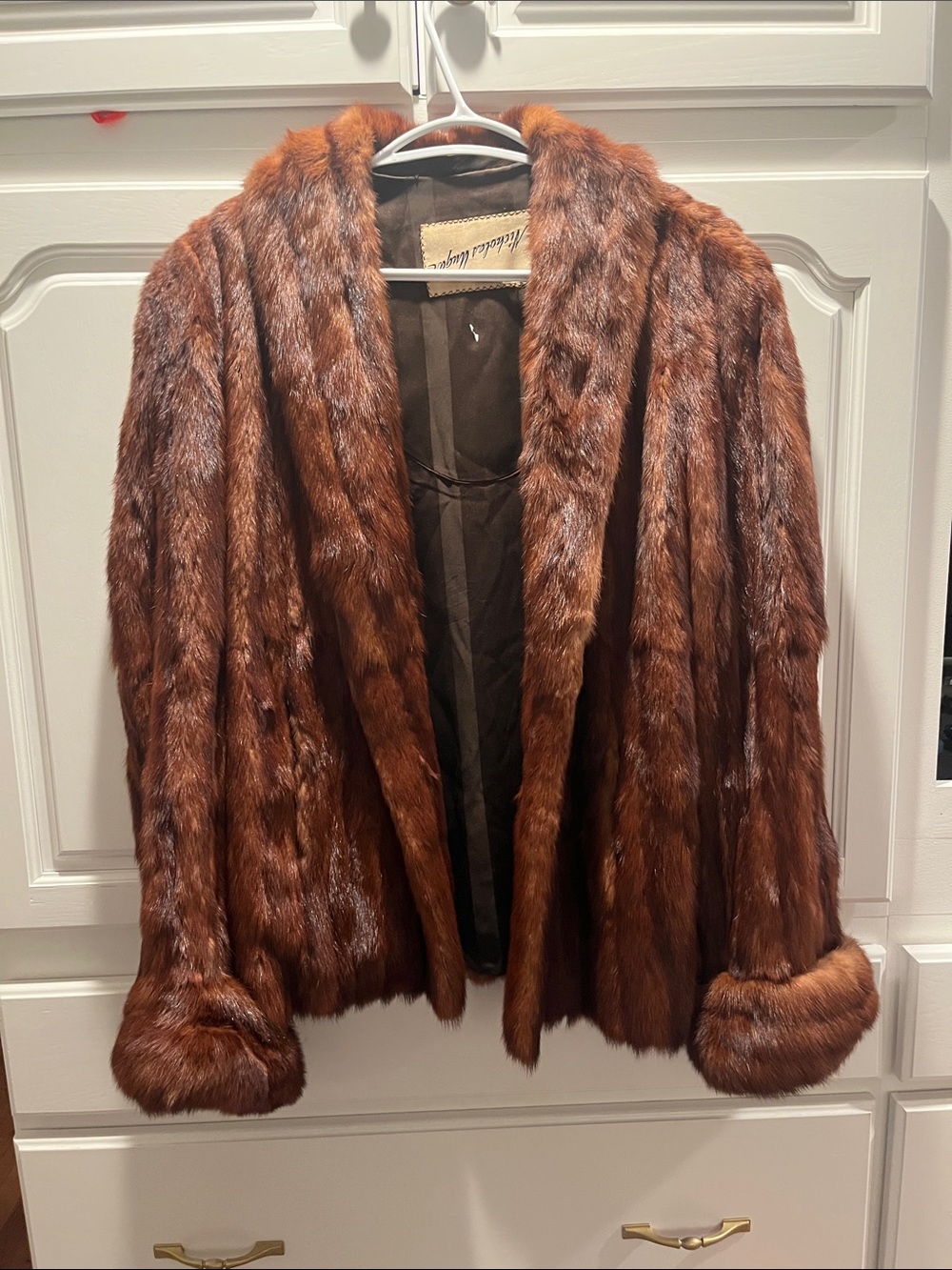 Vintage Mink Fur Coat with Wide Rolled Sleeves